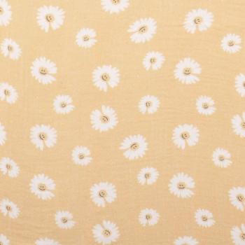 Musselin mit Blüten Beige